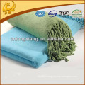 Cotton Bamboo Blended Plain Brushed Soft Travel Throw Fringe Cotton Blanket With Fringe
